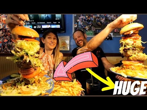 TERMINATOR!! That’s huge!!! BURGER CHALLENGE VS POWER COUPLE ~ MOLLY SCHUYLER EATS ~ MOM VS FOOD