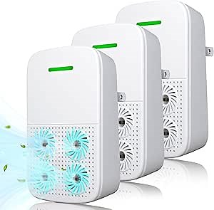 Plug In Air Ionizers (3 Pack) - Negative Ion Technology Air Purifier - Quiet Operation Air Freshener for Home, Bedroom, Office, Garage Room - Portable Air Purifiers Odor,Pets Smell - (White）