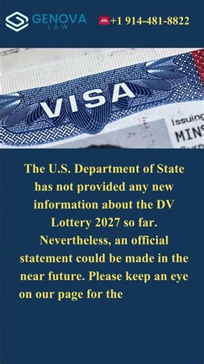 📢Waiting for DV-2027? Here's the Latest Update! #GreenCardNews #GreenCard #DVLottery #DV2027