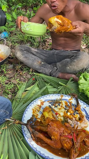 Enjoying Roasted Chicken in Nature's Embrace