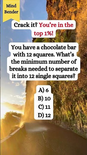 How Many Breaks to Split Chocolate? 🍫 | Genius-Level Math Riddle#riddlemathworld #shorts #math