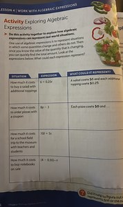 LESSON 4 | WORK WITH ALGEBRAIC EXPRESSIONSActivity Exploring ... | Filo