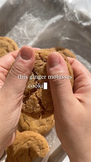 Soft and chewy ginger molasses cookies are a must for the holidays. Warm spices, rich molasses flavor, and that perfect crackle top — these taste like classic old-fashioned Christmas cookies and stay soft for days. If you love cozy holiday baking, cookie exchanges, and traditional Christmas recipes, save this one. Your kitchen will smell amazing and everyone will ask for the recipe. Comment “recipe please” and I’ll send it to you. ⸻ Ingredients • 3/4 cup butter, softened • 1/2 cup brown sugar •