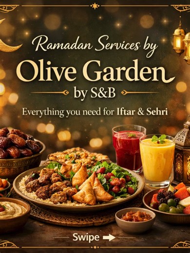 🌙 This Ramadan, let Olive Garden by S&B take care of everything! 🍽️ From Iftar & Sehri catering to Ramadan buffets, private events, home delivery, and special Ramadan menus — we’re here to serve you with excellence. 👉 Swipe to explore our Ramadan services 📞 Book your Iftar & gatherings today ✨ Make this Ramadan special with Olive Garden by S&B #RamadanWithSB #OliveGardenBySB #IftarTime #RamadanCatering #Sehri #RamadanBuffet #HomeDelivery #RamadanDeals #islamabadEats #FoodLovers 🌙🍴