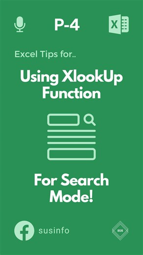 How to Retrieve Data using Search Mode criteria in Xlookup Function of Excel? 六‍ In this Excel Tutorial we are going to learn How to Use Xlookup function to search data from bottom. #Excel #exceltips #XLOOKUP #accounting #dataanalysis | SUS INFO | Facebook