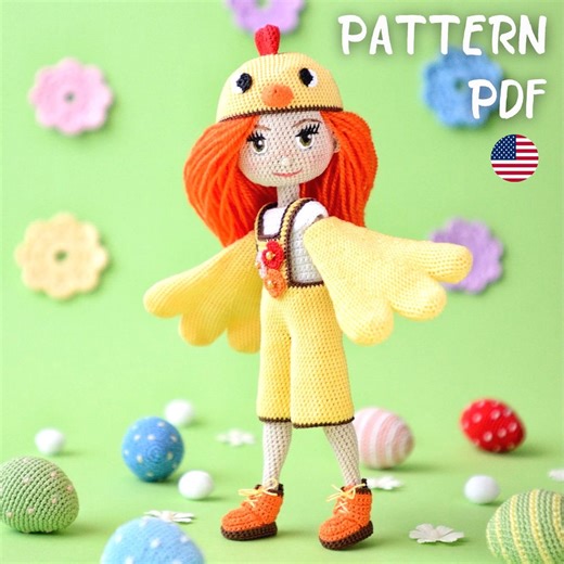 Crochet Chicken Costume Pattern (outfit Only), Chicken Costume for Doll, English Pdf, Easter Costume, Easter Decor, Holiday Decor, DIY Gift - Etsy
