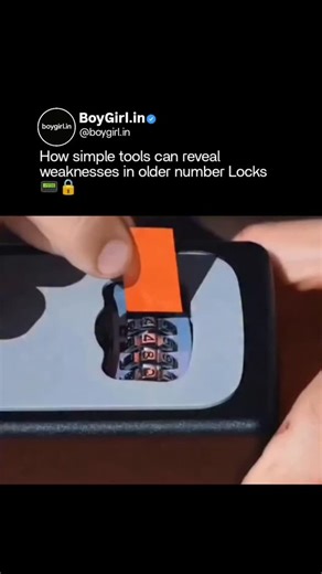 BoyGirl.in on Instagram: "This method shows why some older number locks can still be tricked with something as simple as a strip of paper. Instead of forcing the lock open, the technique relies on feeling tiny shifts or gaps between the wheels — a flaw that cheaper or worn-out locks often fail to conceal. It’s a good reminder that even basic materials can reveal mechanical weaknesses. Whether this works depends on how well the lock is built, how old it is, and how precise the mechanism feels. Lo
