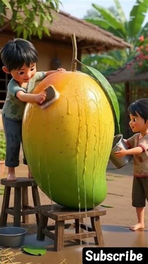 Mango Adventure | Kids Pick, Wash & Eat Mango🥭🥭3D Animated Story#rinkujha #shortfeed #cartoon