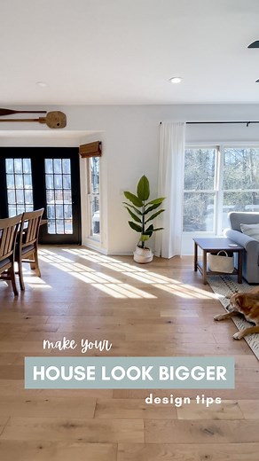 Liz Pacini on Instagram: "Design tips & tricks 👇🏼 • Add dark accents! They break up the space and visually enlarge the room 😍 it’s crazy how adding that dark fireplace made the smaller living room feel bigger. • Hang curtains high and wide, rather than right next to the window frame. It’s a true optical illusion! Try it! • Add statement lighting - it will draw the eye upward and create a false sense of space 🤓 Comment “SHOP MY HOME” for links to anything you see here! 🪴👇🏼 #hometips #desig