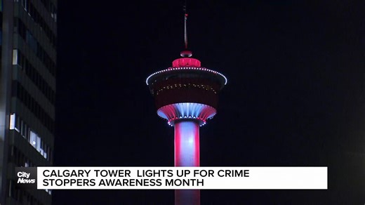 Calgary Tower lights up for Crime Stoppers Awareness Month