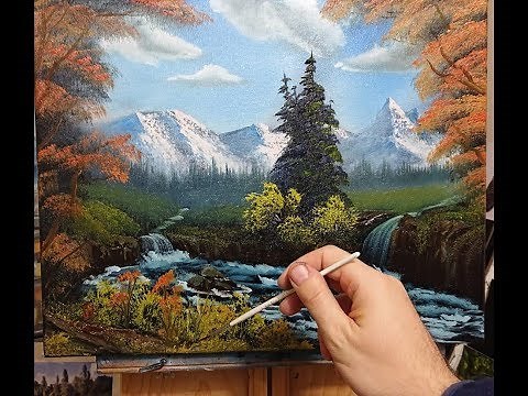 Mountain Horizon Falls - wet on wet - oil painting full lesson