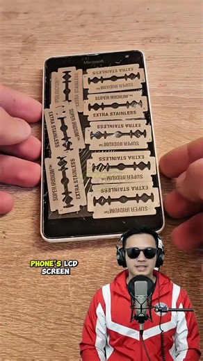 Creative idea to remove cracks in cell phone LCD glass with a mustache razor