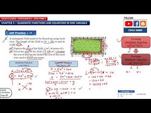Self Practice 1.1h Answer Discussion | KSSM Form 4 Mathematics | Solving Quadratic Equation Exercise