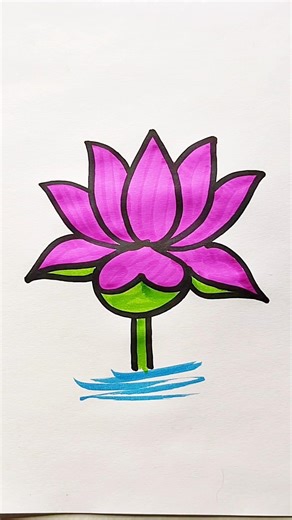 how to draw lotus flower easy for beginner #art #viral #flowers #shorts #colors