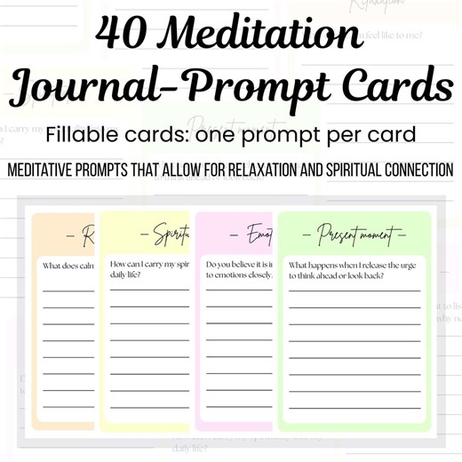 40 Meditation Journal Prompt Cards Mindfulness and Self-reflection Relaxation, Present Moment, Emotional & Spiritual Meditation - Etsy Canada