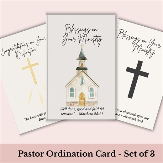 Pastor Ordination Cards -pastor Installation Card Bundle - Set of 3 - Pastor Installation Gift - Instant Download PDF - Etsy