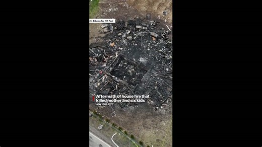 Aftermath of house fire that killed mother and six kids