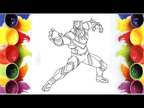 Coloring Black Panther | Marvel Superhero Coloring Page | Marker Art | MINI ARTIST WORLD
