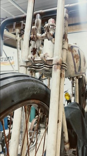 Newest antique motorcycle board track racer build on the rack