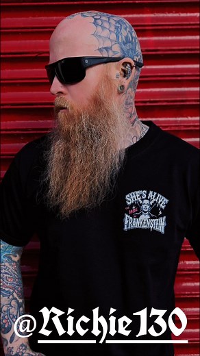Richie Bates rocking our most recent design ‘Rockabilly Bride’🔥Grab yours here: https://www.grimmprints.com/product/rockabilly-bride-t-shirt ☠️You might even get a little added surprise🤘🏼#fyp #model #tattoomodel #frankenstein #bride #custom #customtshirt #rockabilly | Grimm Prints