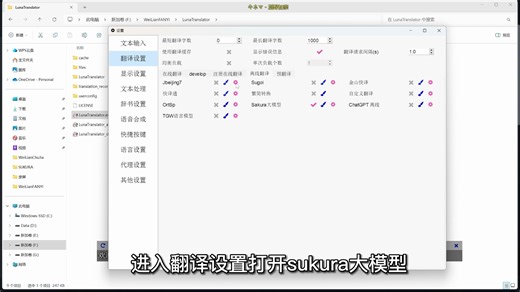 本地AI翻译一键安装，luna启动sukura大模型，不需再下载任何文件！评论区链接置顶！
