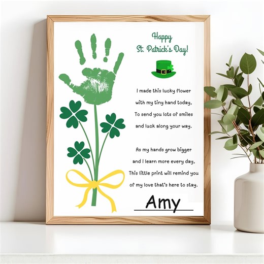 St. Patrick’s Day Handprint Poem Printable, Lucky Flower Handprint Art, Kids St Patrick Craft, Preschool Keepsake, Instant Download - Etsy
