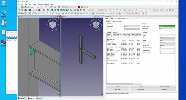Use CET.SteelConnDesign V1.3 and FreeCAD to Design Beam to Column, End Plate connection