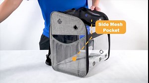 Expandable Cat Backpack Carrier, Breathable Mesh Pet Carrier Backpack for Cats, Dogs, Rabbits, Small Pets, Clear Foldable Cat Pack Backpack with Waist Pad for Walking, Travel, Hiking, Camping, Outdoor