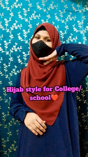 Hijab style for Collage/school|Full coverage|beginners❤️ #hijab #trending #hijabilifestyle #shorts
