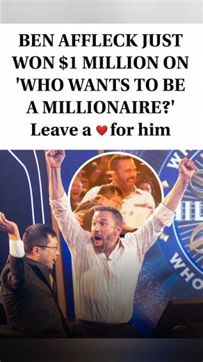 💰🧠🦃Ben Affleck and Jeopardy! Champion Jamie Ding Win $1 M on Who Wants to Be a Millionaire #shorts