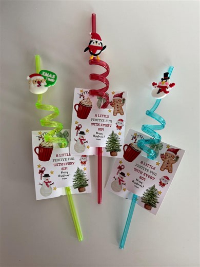 Christmas Straw Tags-Candy-Free
