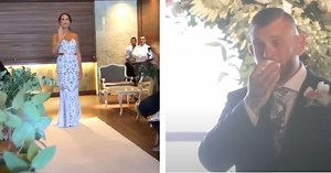 Deaf groom can’t contain emotions when his bride stops in aisle and does ‘sweetest’ gesture