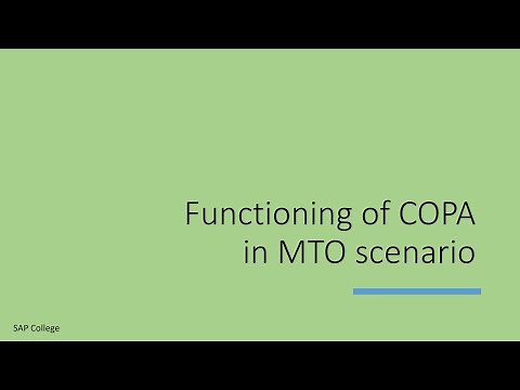 SAP Controlling - Profitability Analysis in Make to Order Scenario (Functioning of SAP COPA in MTO)