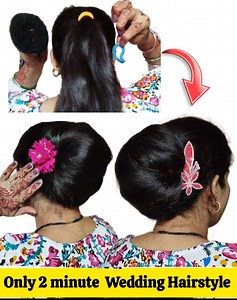 522K views · 2.1K reactions | Only 2 Minutes Beautiful Easy Amazing Wedding Hairstyle ❤️ #hairstyle #hairstylist #hairhack #hairstylehack #viralvideoシ #indianhairbeauty #hairart #viralhack #fb #fbpost2025シ #wedding #party #IndianFestival #bun #juda #tutirial | Indian Hair Beauty | Facebook