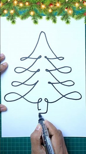 One Line Christmas Tree ✏️ | Easy & Beautiful Holiday Art