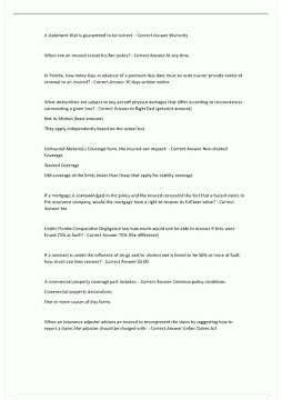 Florida Test Study Guide Public Adjusting 320 Set 1 Questions with 100 Verified Correct Answers 2024