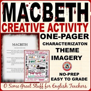 Macbeth Creative Characterization Theme and Imagery One Pager Activity