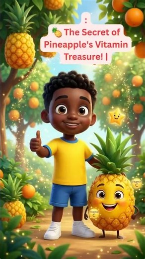 🍍 The Secret of Pineapple's Vitamin Treasure! | Healthy Food for Kids | Rish Cartoon Story #shorts