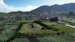 Dieng Village, Aerial Arjuna temple in Dieng Java island, Indonesia