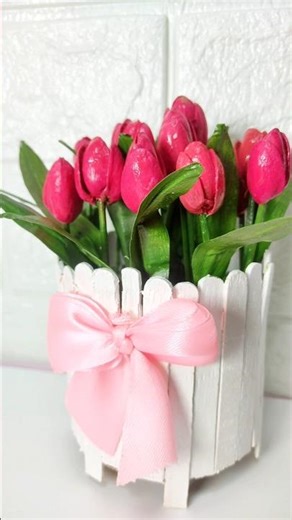 Pistashell tulip flowers 🌷|| Home decor idea#pistashellcrafts #shorts#viralvideo#trending