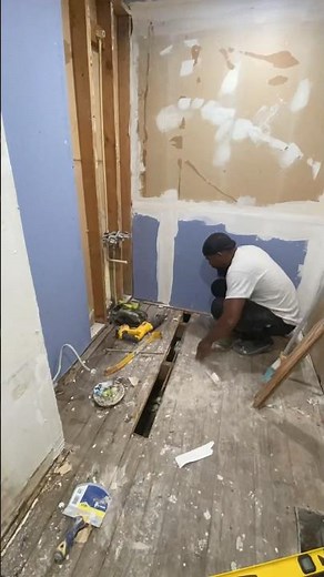 How to replace a rotten bathroom floor and install shower pan #renovationfind #mudroommakeover