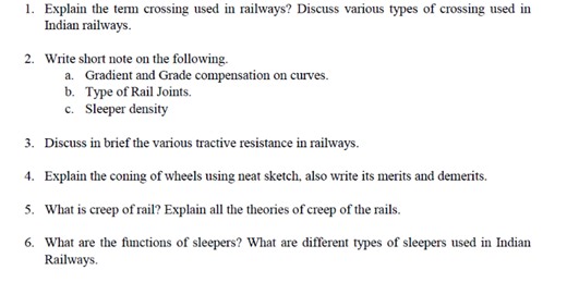 1. Explain the term crossing used in railways? Discuss various ... | Filo
