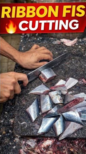 🔥 Big Ribbon Fish Cross Cutting 🔥 | Sharp Knife, Smooth Technique #shorts