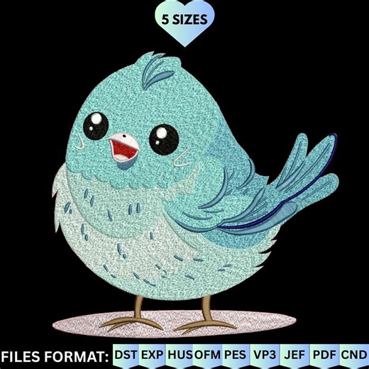 Cute Blue Bird Embroidery Design, Tiny Chick Machine Embroidery Pattern, Kawaii Baby Bird Spring File, Instant Download. - Etsy