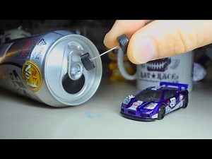 アルミ缶を使ってミニカーの車軸の長さを変える方法。改造ホットウィール！トミカも同様!