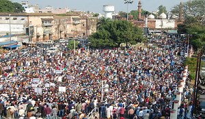 France Muhammad cartoon row: Protests in Bhopal against French president Macron
