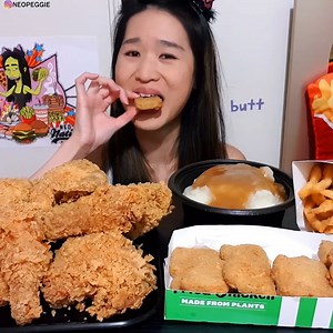 82K views · 2.5K reactions | Eating KFC's new Beyond Fried Chicken! Tastes like rubbery tofu lol. #mukbang #kfc #beyondmeat | Peggie Neo | Facebook