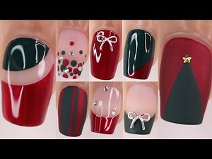 DIY Christmas nails! quick and easy designs, Christmas holiday nail art compilation