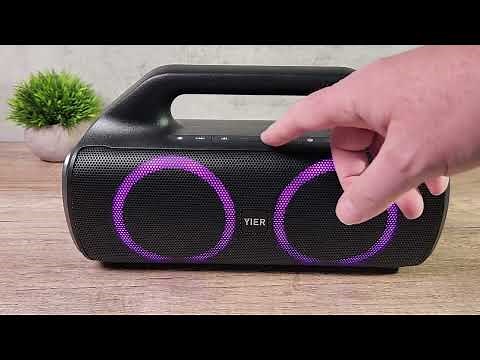 YIER 80w Peak Portable Wireless Stereo Bluetooth Speaker with RGB Lights & Deep Bass