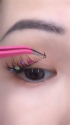 DIY Rhinestone False Eyelashes ✨ Handmade Glam Lash Tutorial#FalseEyelashes#RhinestoneLashes#DIYLash